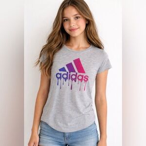 Adidas Heather Gray Tee - Girls 14